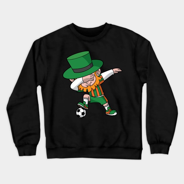 St Patricks Day Dabbing Leprechaun Soccer Dab Crewneck Sweatshirt by E